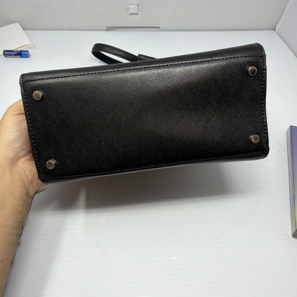 Kate Spade Staci Medium Black Saffiano Leather Crossbody Satchel Bag Handbag